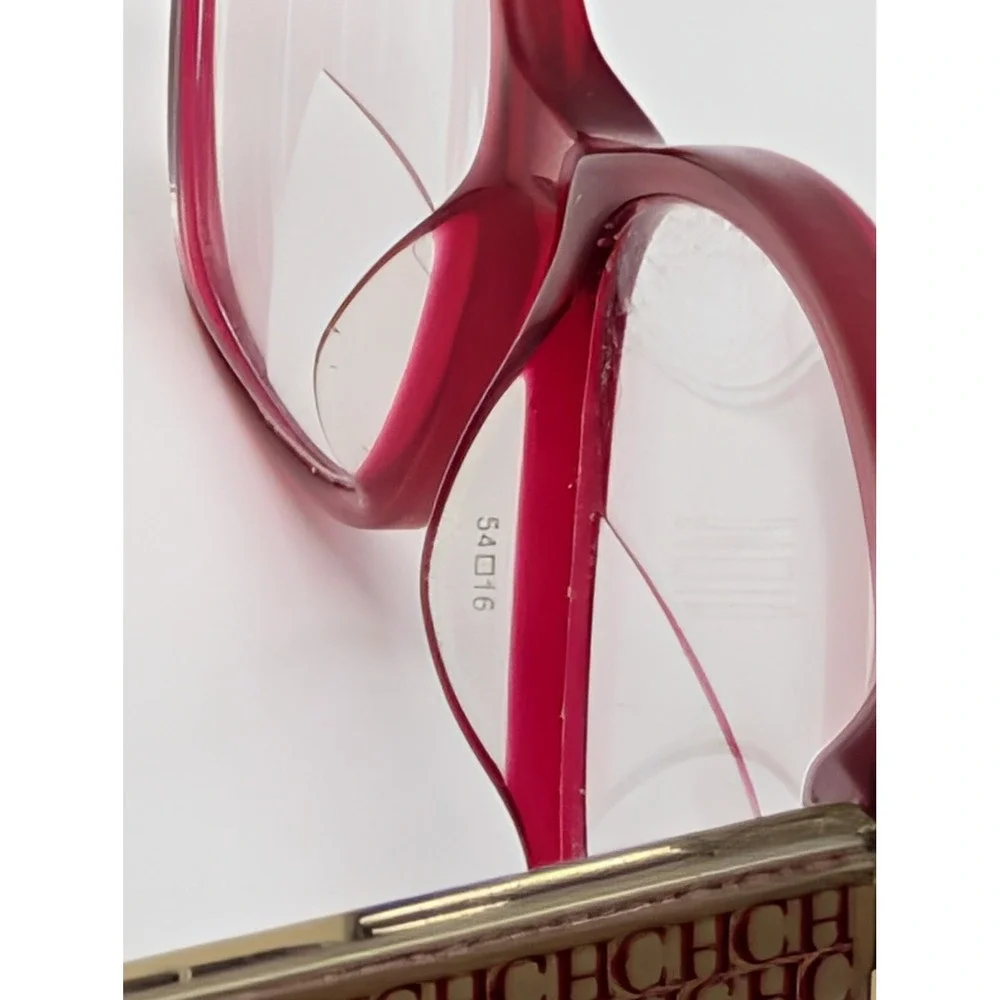 Carolina Herrera VHE676K Eyeglass Frames Red Gold CH Logo 54mm Designer Eyewear